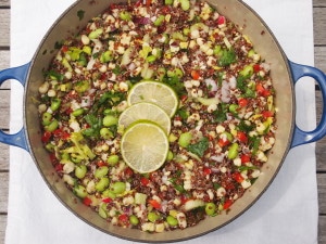 Tossed Red Quinoa Summer Salad with Lime Dressing