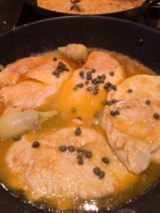 Chicken Piccata in pan