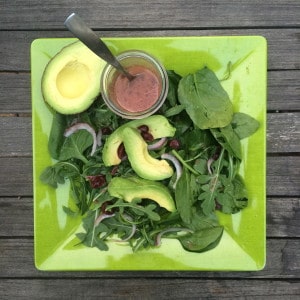 Fresh, seasonal salad with homemade cranberry vinaigrette