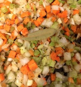 Mirepoix in pan