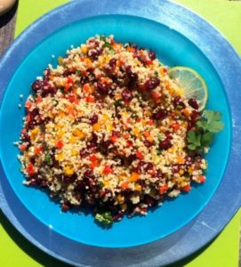 Cranberry & Cilantro Quinoa Salad on plate