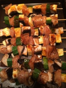 Chicken Portabello Zucchini Skewers